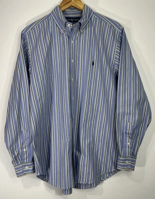 Camisa de vestir Oxford Polo Ralph Lauren para hombre calce clásico azul amarillo 16,5 grande Foto 1 de 4