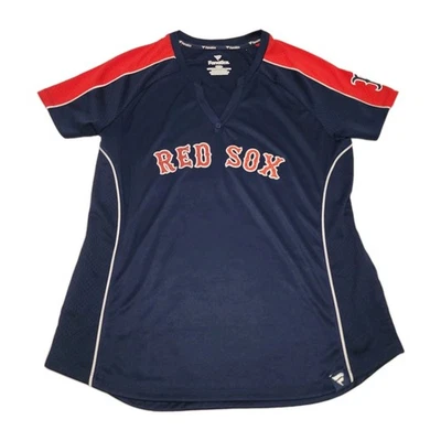BOSTON RED SOX Fanatics GLITTER-LOGO Baseball Jersey, Women's Large - NWOT - Image 1 of 4