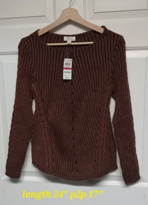NUEVO CON ETIQUETAS STYLE&CO Suéter Acanalado Texturizado Otoño Talla XS Marrón Pullover Algodón Foto 1 de 4