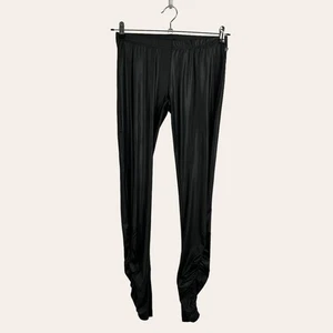 DEPT Brand SMALL XS Black Shiny Pull On Moto Leggings Pants Ruched Leg - Picture 1 of 7