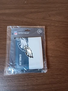Portafoglio uomo Philadelphia Eagles NFL in pelle con logo stampato bi-fold - Foto 1 di 5