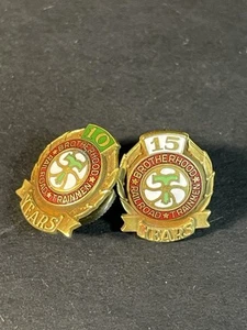 Antique Brotherhood of Railroad Trainmen Labor Union Lapel 10 & 15 Year Pins - Picture 1 of 7