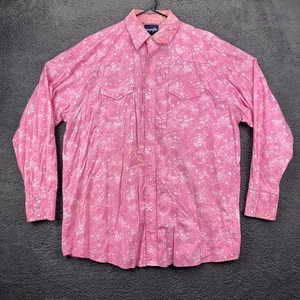 Wrangler Western Shirt Pink Snakeskin Print Long Sleeve Pearl Snap Cowboy XXL - Picture 1 of 11