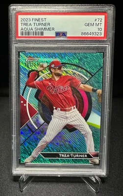 2023 Topps Finest Baseball - Trea Turner - Aqua Shimmer Refractor - PSA 10 - #72 - Image 1 of 4