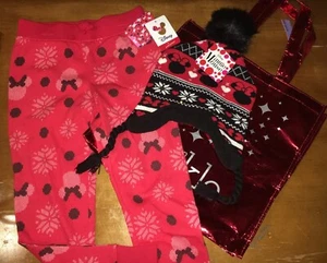 Disney Girls Sz 6x Minnie Mouse Sweatpants Pants Nwt Bag Hat Christmas Set - Picture 1 of 6