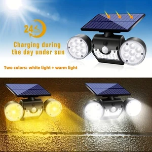 1pc LED White & Warm Ultra Bright Waterproof Rotating Solar Motion Sensor Lights - Picture 1 of 8