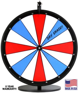 24" Red, White and Blue Color Dry Erase Prize Wheel on a Table Stand Made In US! - Foto 1 di 4