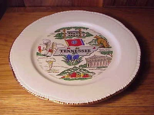 FANTASTIC VINTAGE HOMER LAUGHLIN POTTERY STATE PLATE - 10" TENNESSEE - IRIS - Picture 1 of 5