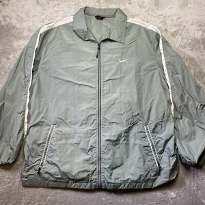 Chaqueta cortavientos vintage Nike para hombre 2XL cremallera completa nailon verde oliva Y2K - Imagen 1 de 8