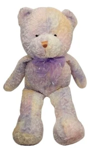 Chosun Teddy Bear Pastel Tie Dye Purple Pink Yellow Plush 13" Stuffed Animal Bow - Picture 1 of 14