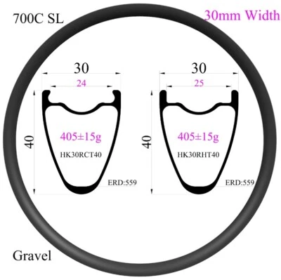 Llanta de fibra de carbono para bicicleta de carretera 700C Gravel 30x40 mm rueda de bicicleta sin cámara freno de disco Foto 1 de 4