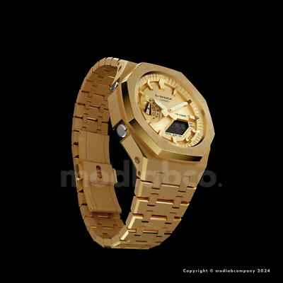 MLC Classic Gold Custom Casio G-Shock GA2100 Mod Watch Casioak Gift For Man - Image 1 of 4