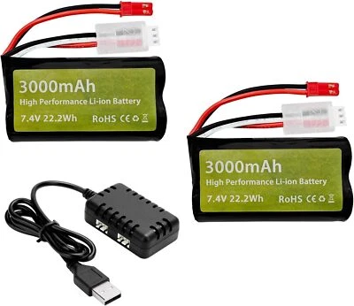 YUNIQUE GREEN-CLEAN-POWER Lot de 2 Batteries Li-Ion 7,4V 3000mAh 15C 2S avec JST-2P UDIRC UD1601 UD1602 RC
