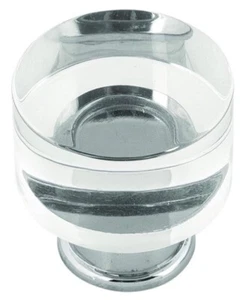 Hickory Hardware Crysacrylic With  Chrome Midway Knob, 1-1/4"Diameter. Box of 10 - Picture 1 of 7