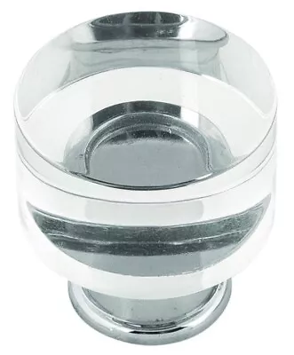 Hickory Hardware Crysacrylic With  Chrome Midway Knob, 1-1/4"Diameter. Box of 10 - Image 1 of 4