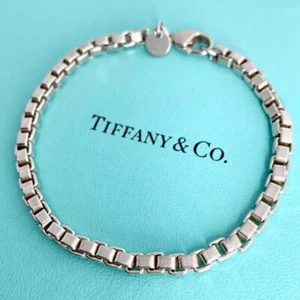 Pulsera Tiffany & Co. de Eslabones Venecianos Plata de Ley 925 Auténtica Damas Usada - Imagen 1 de 6