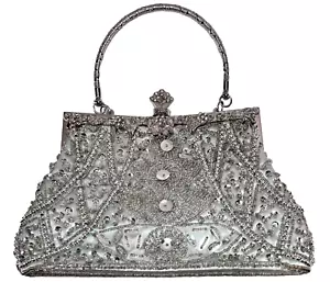 MG Collection Louise Beaded and Sequined Evening Bag Wrist Handle and Crossbody - Picture 1 of 15