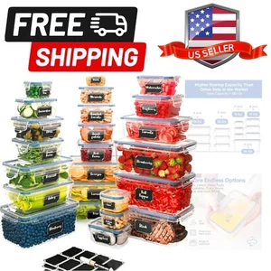 48-Piece BPA-Free Plastic Storage Containers Set for Kitchen Meal Prep & Orga... - Picture 1 of 11