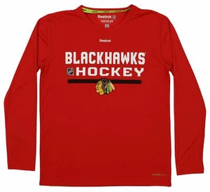 Reebok NHL Youth Chicago Blackhawks PlayDry Long Sleeve Tee, Red - Picture 1 of 6