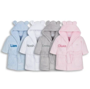 Personalised Embroidered Baby Dressing Gown Novelty Robe Name 0-24 Girl Boy - Picture 1 of 29