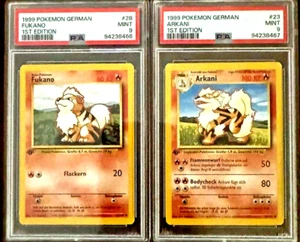 PSA 9 FUKANO ARKANI GROWLITHE ARCANINE 1ST EDITION BASE SET GERMAN POKEMON 1999 - Picture 1 of 5