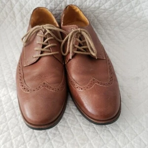 Sandro Moscoloni Mens 11D Tan Brown Oxford Laced Dress Shoes Wing Tip Leather - Picture 1 of 9