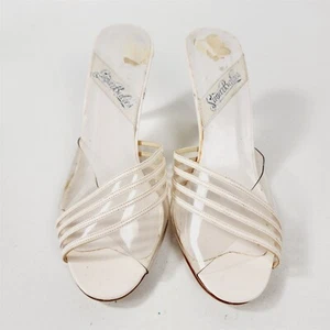 Tacones vintage Sugar Babies blancos y transparentes hechos en Italia para mujer talla 9 B - Imagen 1 de 7