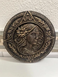 Gold 8” X 8” Virgo Zodiac Astrology 3d Relief Sculpture Wall Art Round Plaque - Picture 1 of 8