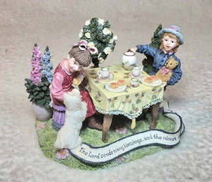 Statua statuina Garden Friends tea party il Signore invia molte benedizioni dicendo - Foto 1 di 21