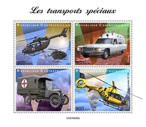 África Central - Transporte especial 2021, ambulancia - Hoja de 4 sellos - CA210420a - Imagen 1 de 1