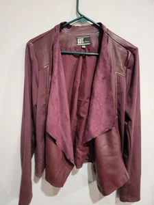 Kut from the Kloth Jacket Womens XL Burgundy Faux Suede Drape Waterfall - Picture 1 of 7
