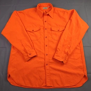 Vintage LL BEAN Chamois Shirt Blaze Orange Flannel Mens 2XL Hunting MADE IN USA - Picture 1 of 24