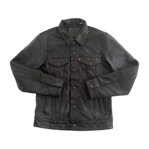 Levi’s Black Cow Leather Type 3 Trucker Jacket Size S Real Leather EX+ condition - Picture 1 of 9
