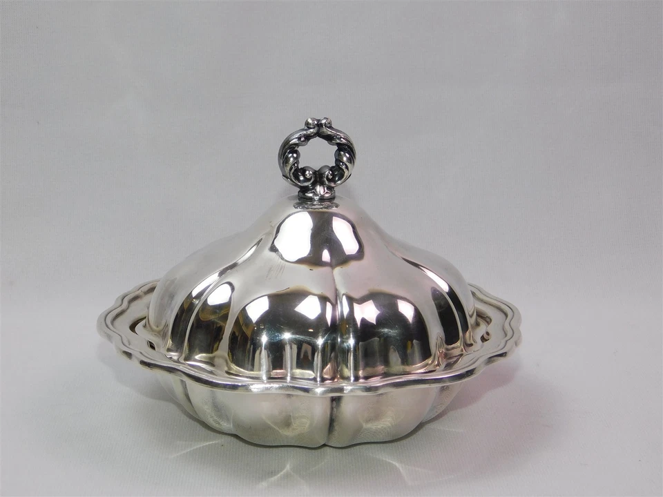 Plato de mantequilla con tapa e inserto Oneida LTD plateado de colección Foto 1 de 4