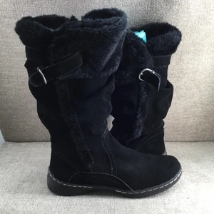 Aerosoles Boots Womens Size 11 Black Emilse Faux Fur Suede Mid Calf Buckle Warm - Picture 1 of 13