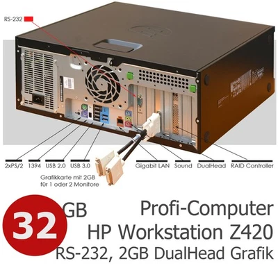 COMPUTER SERVER HP Z420 32 GB ECC NVIDIA NVS-315/2GB RAID CONTROLLER SAS HDD NEU - Bild 1 von 4