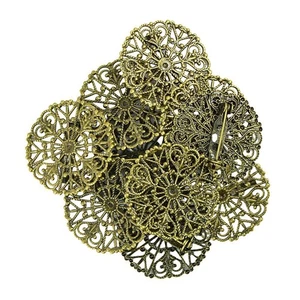 10x Filigree Flower Blank Brooch Setting Lapel Pin Safety - Picture 1 of 7