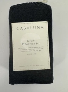 Casaluna Jersey Solid Standard Kissenbezug Set Dunkelgrau Neu 2 Kissenbezüge - Bild 1 von 6