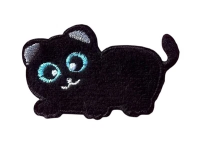 Cartoon Black Cat Iron-On patch 2+1/4 x 1+3/8 inch - Image 1 of 3