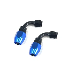 (2pcs)4AN 90° Degree Swivel Seal Oil/Fuel/Gas Hose Line End Fitting Adapter Blue - Picture 1 of 12
