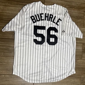 Mark Buehrle #56 Chicago White Sox Majestic Pinstripe Baseball Jersey Sz. 2X 2XL - Picture 1 of 3