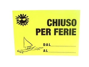 CARTELLO - CHIUSO PER FERIE - GIALLO FLUO - 23x33cm - NON PLASTIFICATO - Picture 1 of 1
