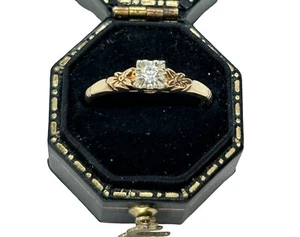 Retro Diamant Versprechen Ring 14 Karat Gelbgold Größe 5,5 - Bild 1 von 10
