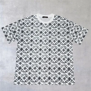 Louis Vuitton LV Monogram Cotton Crewneck T-Shirt White & Black Size L - Picture 1 of 20