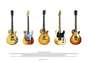 Famous Guitars played by British Blues artists ART POSTER A2 size - Picture 1 of 1