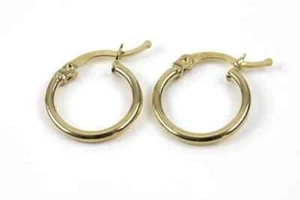 14K Gelbgold Creolen Röhre Ohrringe 1,5cm 1g 14kt gepunzt 100% Original Artikel - Bild 1 von 3