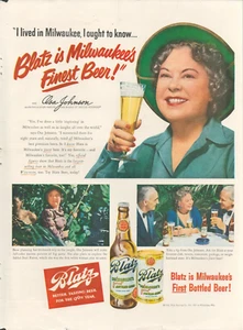 1950 Blatz Beer Osa Johnson Jungle Explorer Big Game Hunter Vintage Print Ad - Picture 1 of 1