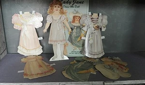 Lady Jane Poupée carton 4 robes chapeaux Paper Master England 1993 Mamelok Press - Picture 1 of 8