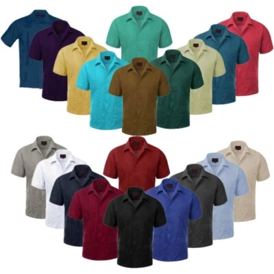 Guayabera Men's T-Shirt Cuban Beach Wedding Short Sleeve Button Up Dress Shirt - Image 1 of 4
