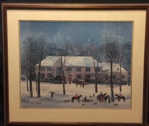 Michel Delacroix 'LA CHASSE D'HIVER' Art Print Framed & Matted Under Glass EUC - Picture 1 of 7